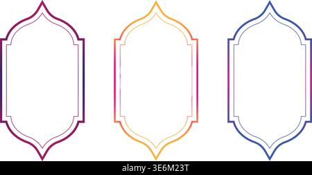 Modern Islamic Gradient Ornamental Frame Vector Set on White Background Stock Vector