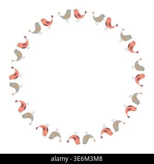 Simple birds wreath on white background. Stock Vector