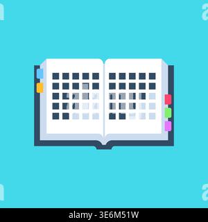 Open Diary Planner with Tabs Flat Icon Vector Illustration Stock Vector