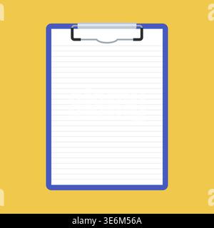 Blank Clipboard with Lined Paper Template Vector Illustration Stock Vector
