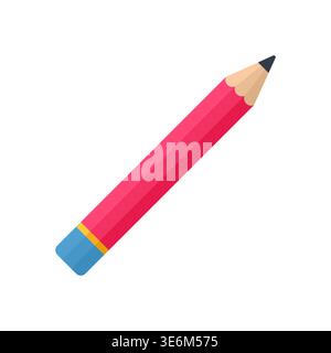 Red Pencil Writing Tool Flat Icon Vector Illustration Stock Vector
