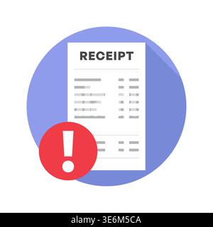 Receipt Warning Icon Financial Document Vector Illustration Stock Vector