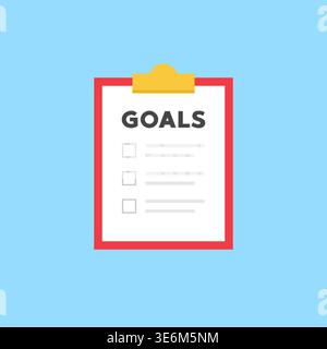Goals Planning Clipboard Flat Design Vector Illustration Stock Vector