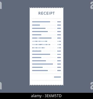 Detailed Receipt Document Flat Design Vector Illustration Stock Vector
