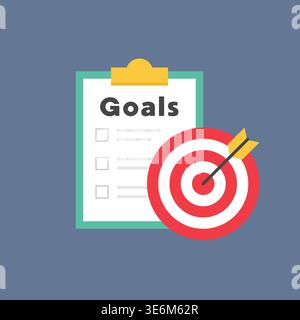 Goals and Target Achievement Concept Flat Vector Illustration Stock Vector