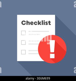 Checklist with Warning Icon Task Alert Concept Vector Illustration Stock Vector