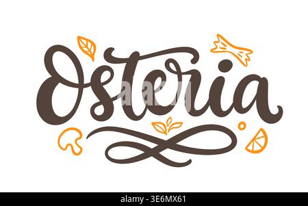Osteria hand written lettering. Italian cafe logo Stock Vector