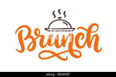 Brunch hand written lettering, cafe branding logo Stock Vector