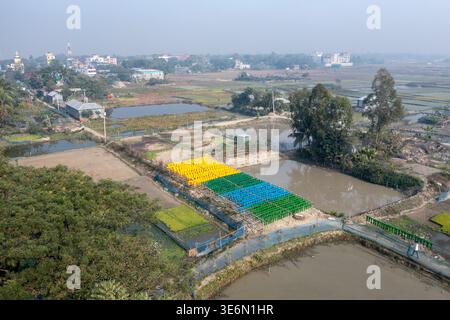 A simple drone view of a village in Narsingdi, Dhaka, Bangladesh. Stock Photo