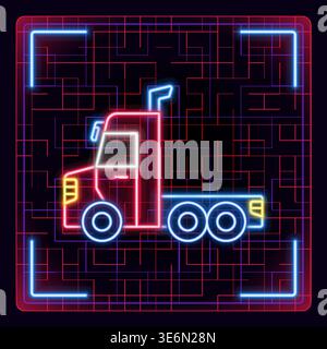 Truck icon. Neon glow editable icon design. Stock Vector