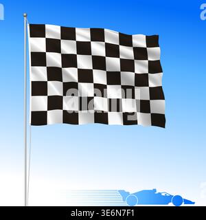 Racing cars competition Checkered waving flag, vector illustration Stock Vector