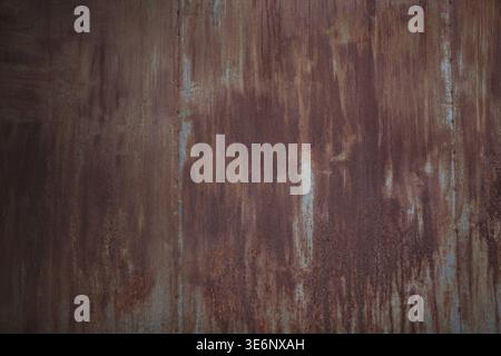 Grunge industrial background of corroded weathered steel plate. Old rusty iron surface with scratched texture for vintage design and 3D mapping, no pe Stock Photo