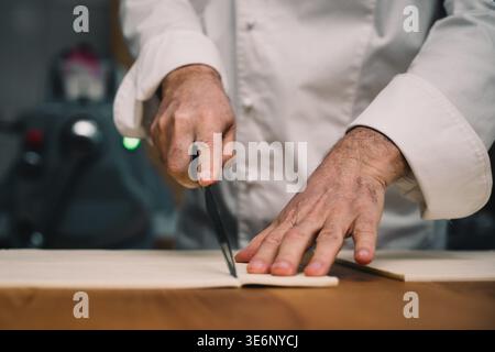 preparing dough for French chocolate bread Stock Photo
