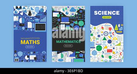 Mathematics Science Flyer Set Stock Vector