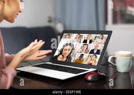 Woman having video conference with colleagues Stock Photo