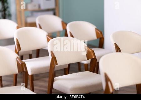 Empty chairs in the university auditorium Stock Photo