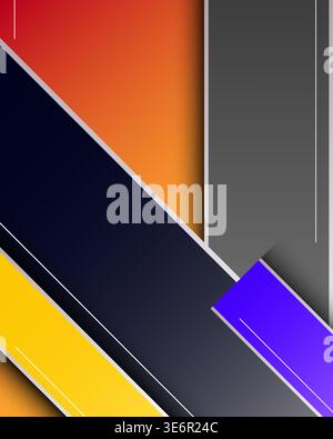 Modern backdrop featuring sharp diagonal shapes sleek gray panels and colorful geometric elements for tech posters Stock Vector
