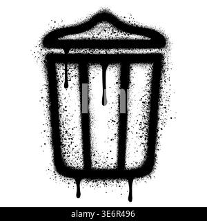 trash can icon in graffiti style with black spray paint. Stock Vector