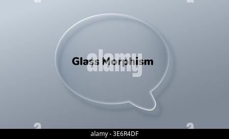 Transparent glass speech bubble with glossy 3D effect. Modern crystal chat frame for digital communication, UI design, and messaging interface Stock Vector