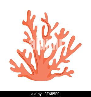 Pink sea coral branch icon isolated on white background Stock Vector