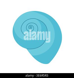 Blue spiral sea shell icon isolated on white background Stock Vector
