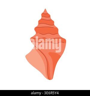 Orange sea shell cartoon icon isolated on white background Stock Vector