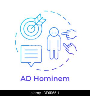 AD hominem blue gradient concept icon Stock Vector