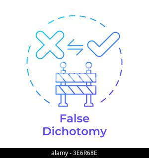 False dichotomy blue gradient concept icon Stock Vector