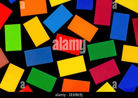 Colourful acrylic Glass Samples on a dark background Stock Photo