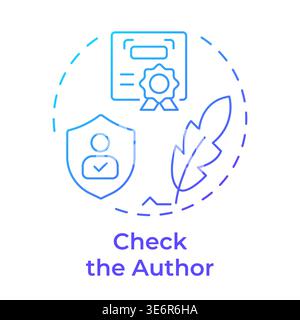 Check the author blue gradient concept icon Stock Vector