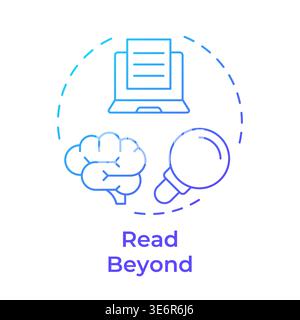 Read beyond blue gradient concept icon Stock Vector