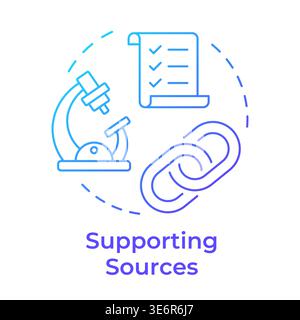 Supporting sources blue gradient concept icon Stock Vector