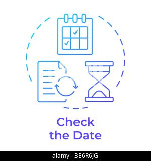 Check the date blue gradient concept icon Stock Vector