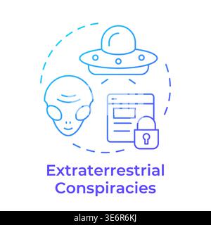 Extraterrestrial conspiracies blue gradient concept icon Stock Vector