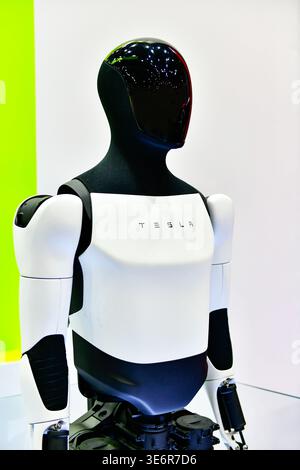 Thailand-March 26,2026:Tesla Optimus humanoid robot prototype on display, showcasing future AI and robotics technology at the 47 Bangkok International Stock Photo