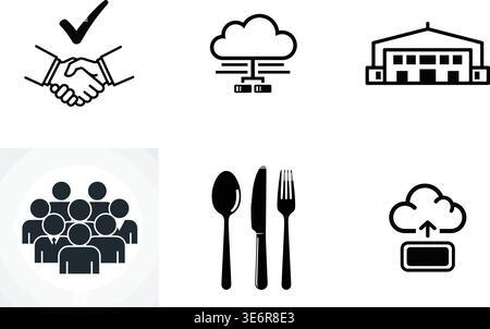 vactor Icon Set of Business Management and Network Storage Stock Vector