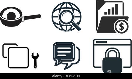 vactor Icon Set of Culinary Arts and Digital Communication Stock Vector