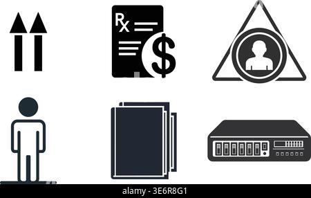 Silhouette Icon Set of Travel Destinations and Transportation Stock Vector
