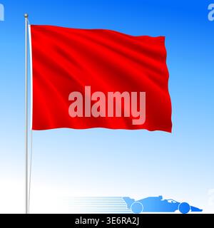 Racing cars competition Red waving flag, end of practice or qualifying, vector illustration Stock Vector