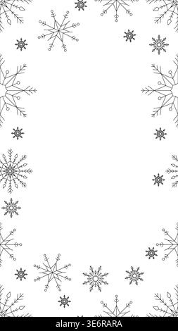 Snowflakes winter black and white vertical border copyspace Stock Vector