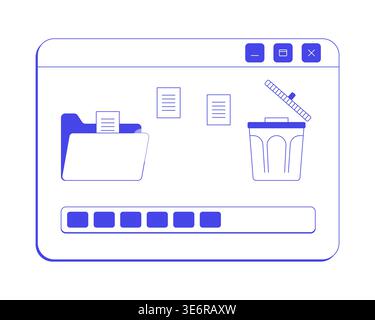 File delete process neo brutalism line popup window Stock Vector