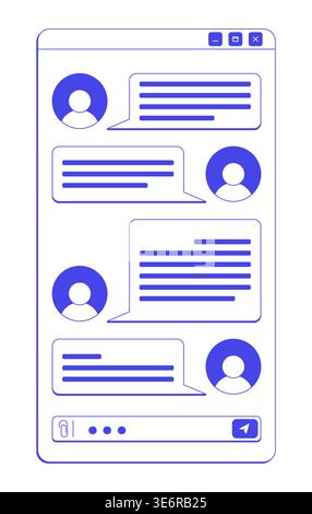 Chat conversation neo brutalism line popup window Stock Vector