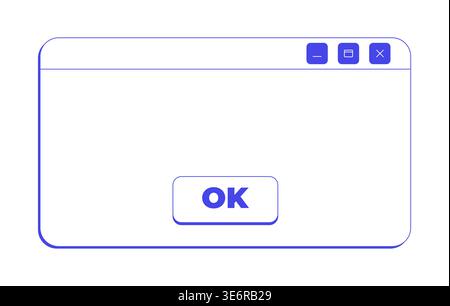 Confirmation ok button neo brutalism line popup window Stock Vector