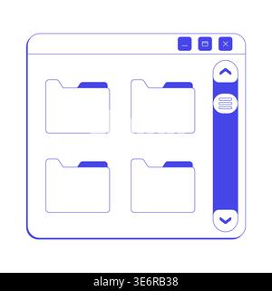 Multiple folders with scroll bar neo brutalism line popup window Stock Vector
