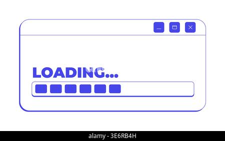 Loading bar process neo brutalism line popup window Stock Vector