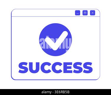 Success notification neo brutalism line popup window Stock Vector