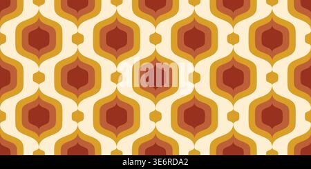 Retro geometric pattern with bold shapes and vibrant colors. Seamless vintage design for textiles, wallpapers and modern graphic projects with Stock Vector