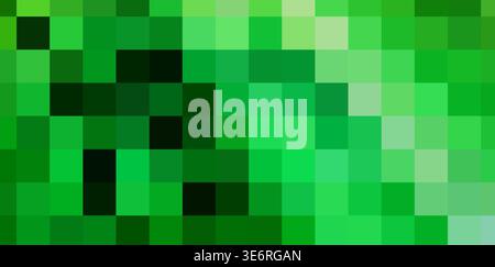Abstract digital pattern forming dynamic shades of green geometric squares Stock Photo