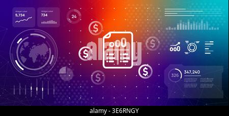 digital financial report and business documentation icon on futuristic background data analytics dashboard representing corporate accounting global Stock Vector