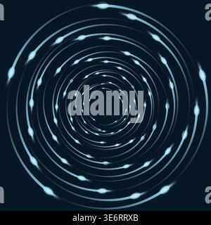Optical illusion fractal spiral background. Vector technology lines graphic element. Stock Vector